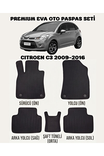 8D OTO PASPASI CİTROEN C3 SERİSİ 2009 - 2016 ARACA ÖZEL PREMİUM EVA PASPAS TA...