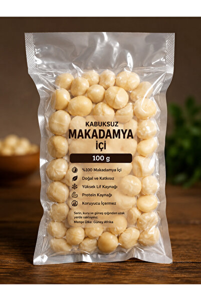 Barazil Makadamya 100gr – Doğal Bütün İç Macadamy vakumlu poşet ambalaji