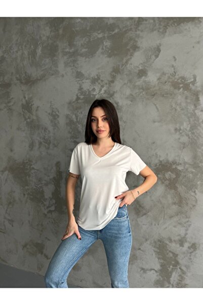 Jodtique بلوزة نسائية قطن بياقة V