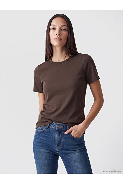 LC Waikiki Brown Crew Neck Women's T-Shirt