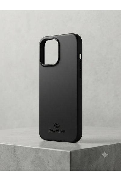 Generic Brand Aura Akse iPhone 15 Compatible Premium Black Matte Silicone Case - Full Camera Protection and Slim Design