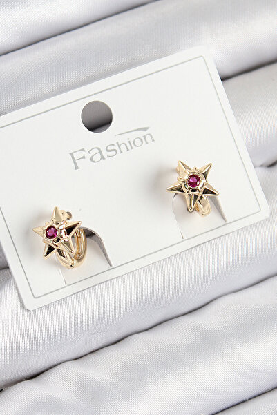 DMR Elegance Brass Zircon Stone Star Model Gold Color Children's Earrings