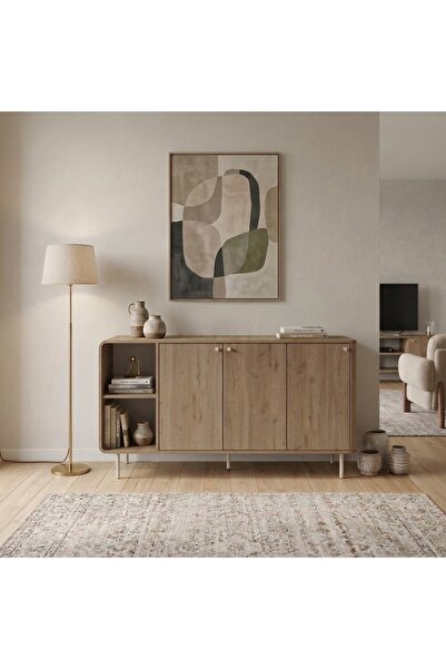 Mourah Home Colia Modern Console - 44 x80.5 x150 CM- Natural Oak - M.T.29776.2-2