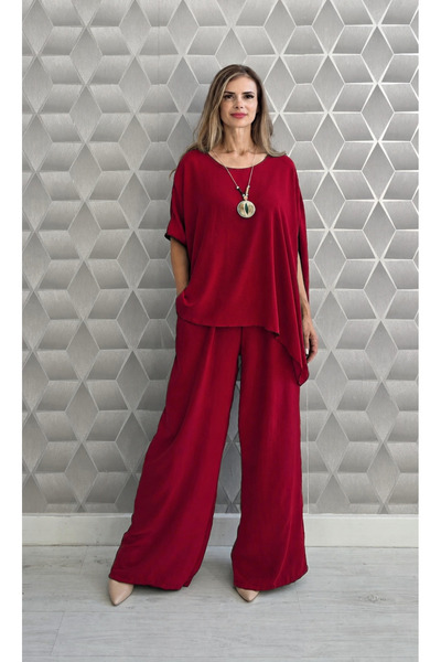 OnlyForYou Compleu Damă Elegant cu Pantaloni Largi – Set cu Colier Inclus, Ta...