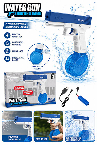 YDNE Şarjlı Otomatik Su Tabancası USB Şarjlı Elektrikli Water Gun, Sürekli At...