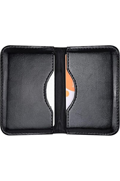 wisdompro Business Card Holder Double Sided PU Leather Business Card Holder w...
