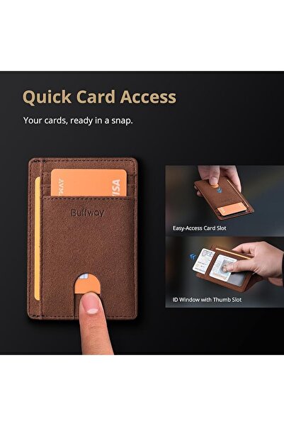 Buffway Mens RFID Blocking Slim Bifold Wallet Minimalist Leather Small Wallet...