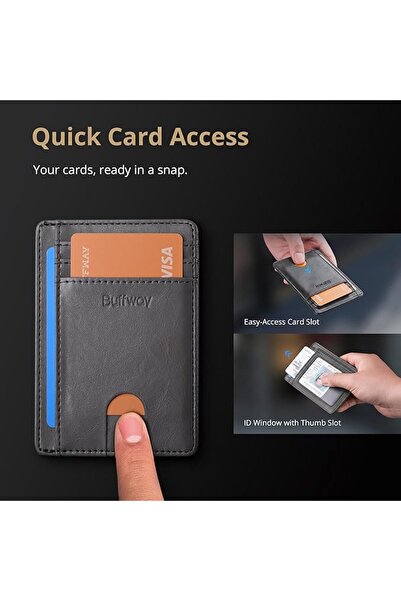 Buffway محفظة رجالية نحيفة مزودة بتقنية حجب RFID، محفظة جلدية صغيرة للرجال مع...