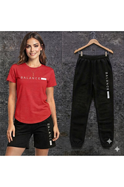 CLOTHES33 تي شيرت وشورت رياضي، مجموعة من 3 قطع، رفيعة، صيفية، مقاومة للعرق، م...