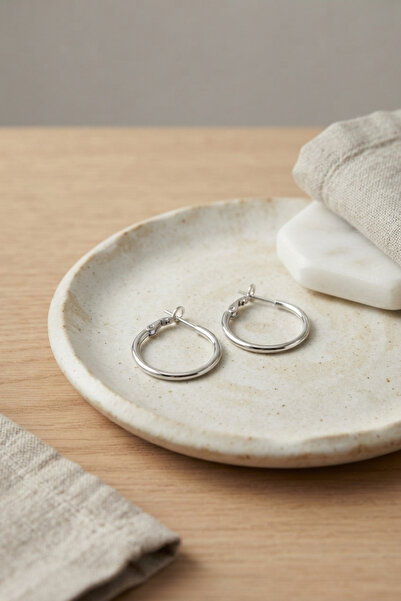Mega Bazaar 316L Steel Silver Color 22 mm Hoop Earrings