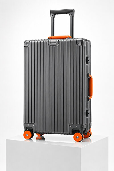 LUGGAGEMARKETİM حقيبة سفر ألمنيوم كامل أصلية 100%، هيكل فاخر، عجلات مزدوجة 36...