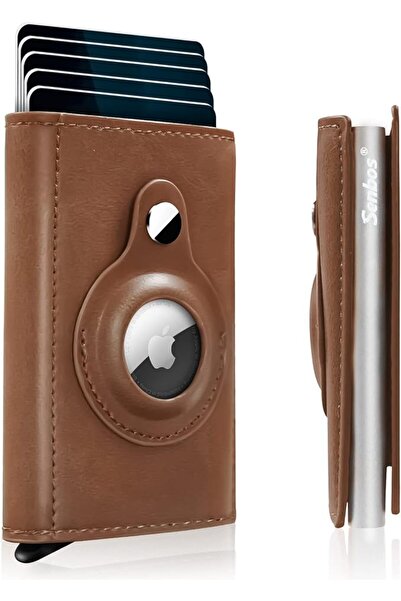 Senbos Minimalist Wallet with AirTag Holder, PU Leather Slim Wallet Automatic...