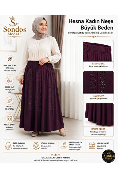 Sondos Moda42 تنورة ساندي نسائية من هيسنا مقاس كبير مكونة من 8 قطع، مزينة بال...