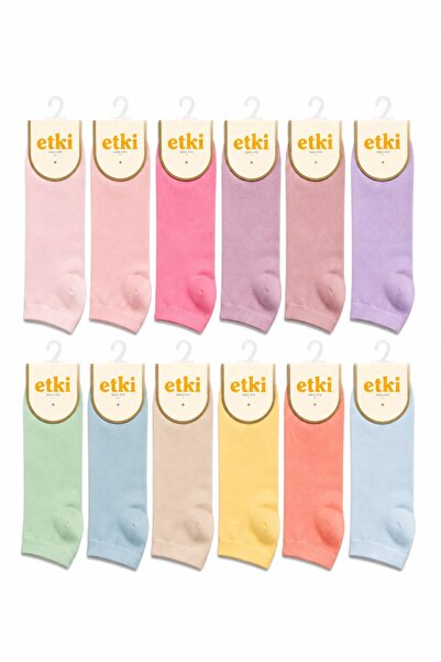 Etki Women's Mid-Cut Socks 12-Piece Cotton Bamboo Socks Anti-Sweat Flexible D...