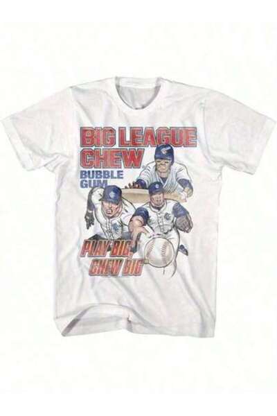 799 تي شيرت رجالي بتصميم جرافيك عتيق - تصميم "Big League Chew"، تي شيرت أبيض ...
