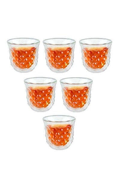 Trust 6-Piece Double Wall Glass Cups 80 Milliliter Clear