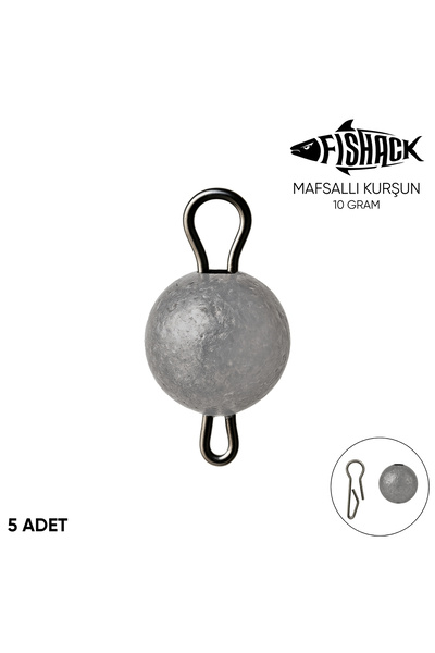 Fishack Mafsallı Kurşun - Hareketli İğne Kurşunu - Metal - 5'li Paket - 10 Gram