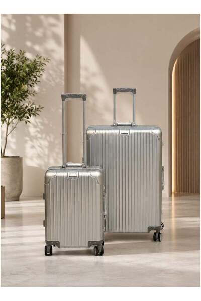 Generic Aluminium Luggage Sets of 2 Pieces, Carry On Cute Suitcase with Rolli...