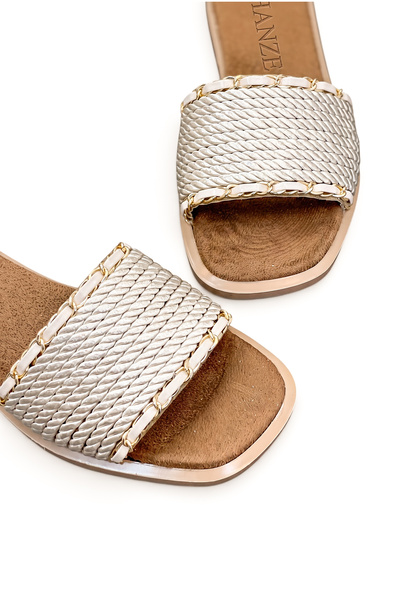 HANZE Women's Flat Slippers Beige Daily Knitted New Season M500