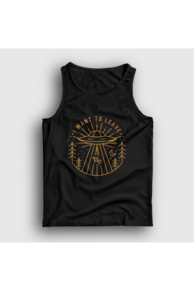 Presmono Unisex Black I Want to Leave Ufo Alien Tank Top 617323Tt