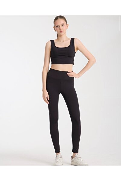 Kadın Yüksek Bel Toparlayıcı Spor Tayt & Crop Atlet Takımı