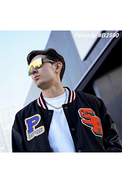 FEISEDY Men Women Sunglasses Polarized Oversized Square Vintage Cycling Runni...