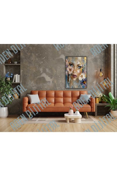 Aden TABLOU PE PÂNZĂ DIGITAL DECORATIV CU FEMEI ȘI FLORI, CU ASPECT DE VOPSELE