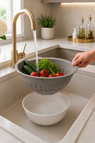 Sariva Home 3 Lt 2-Piece Colander with Bowl Fruit and Vegetable Washing and S...