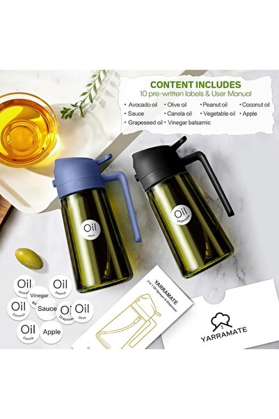 GENERAL YARRAMATE 470ml Light-Blocking Dark Oil Sprayer for Cooking, 2 in 1 O...