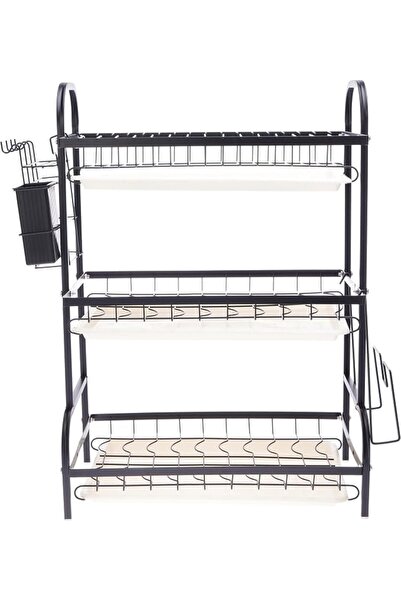 Home Dwell 3-Tier Dish Drying Rack with Utensil Holder and Drain Tray – Heavy...