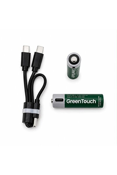 greentouch AAA USB-C Şarj Edilebilir İnce Kalem Pil — 2'li