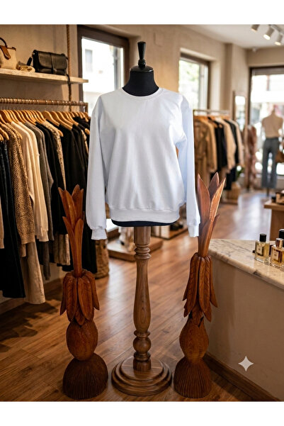 RRPAS Minimalist Basic Bisiklet Yaka Sweatshirt – Beyaz