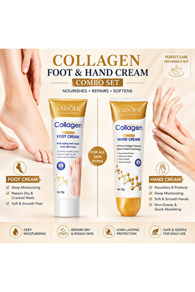 SADOER Collagen Foot & Hand Cream Combo Set | Deep Moisturizing Skin Care 30g...