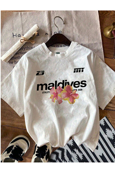 classy moda Tricou unisex supradimensionat Maldives Bloom