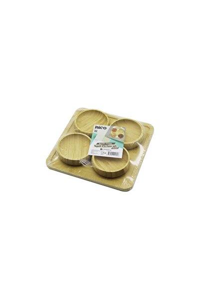 Marsilyan Wooden Bamboo 5-Piece Snack Bowl - Turkish Delight Bowl Set 22X22Cm...