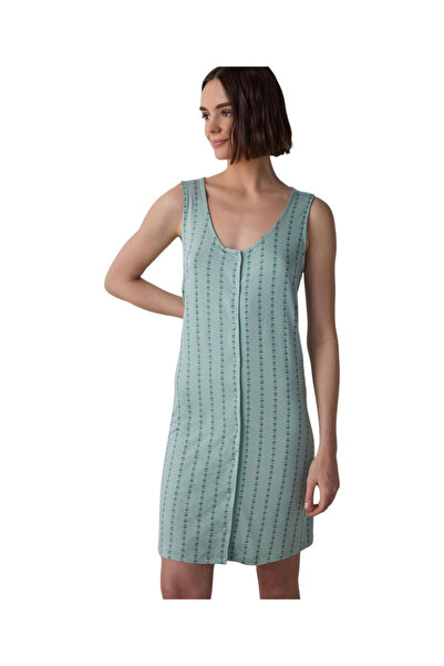 Penti Womens Lenna Floral Buttoned Nightdress Sleep Shirt