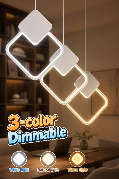 Generic مصباح سقف حديث قابل للتعديل بثلاثة ألوان مع إضاءة LED قابلة للتعتيم، ...