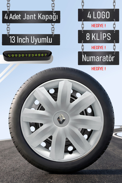Routicar Renault Jant Kapağı Seti 4 Adet 13" inç Gri ( Clio 4 5 Symbol Megane...