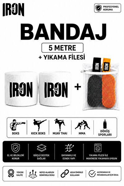 THE IRON Boxing, Kick Boxing, Muay Thai, Mma and Combat Sports Bandage + Wash...