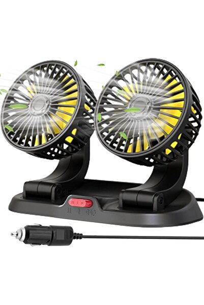 Morvena Picks Ventilator auto cu două capete de 12 V, ventilator de bord, rot...