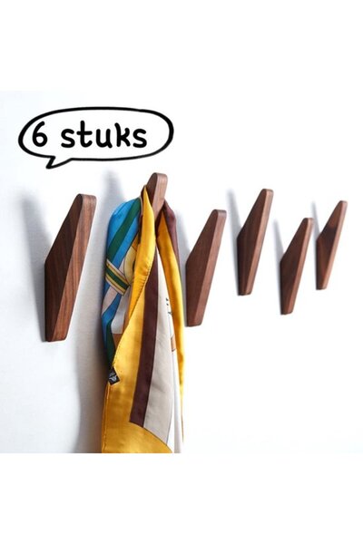 Morvena Picks 6x Suport cu cârlig pentru căști de culoarea nucului, din lemn,...