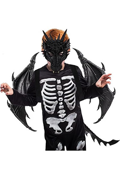 GGEROU 3PCS Dragon Costume Cosplay Costume for Kids Dinosaur Wings Tail Mask ...