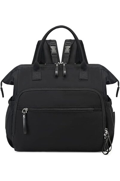 STARSTAR Large black diaper tote bag with 14 pockets, stylish baby bag with s...