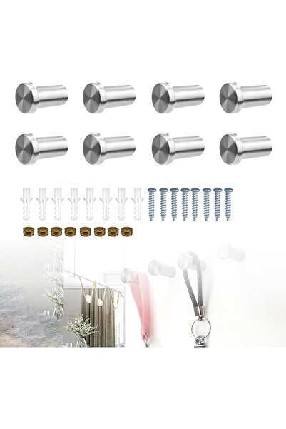 STARSTAR Coat hooks - 8-Pack of silver wall hooks - SS - For homes - bathroom...