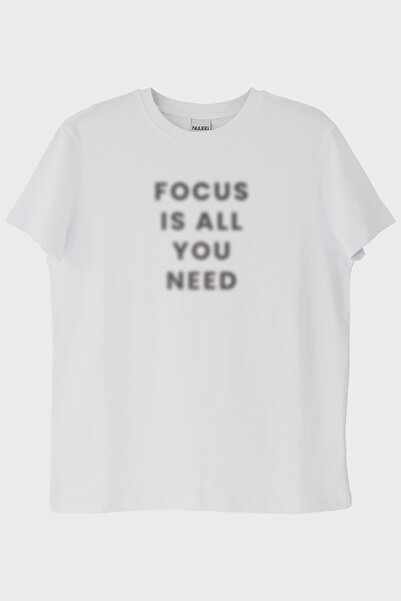 lofux Focus is all you need printed minimal white t-shirt
