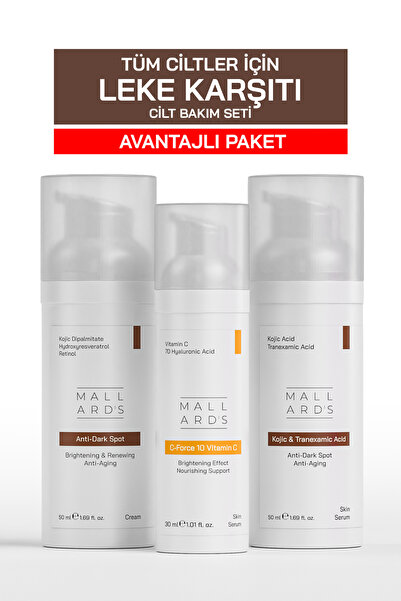 Mallards Leke Karşıtı Aydınlatıcı Bakım Seti, C Vitamini Serumu 30 ML , Kojic...