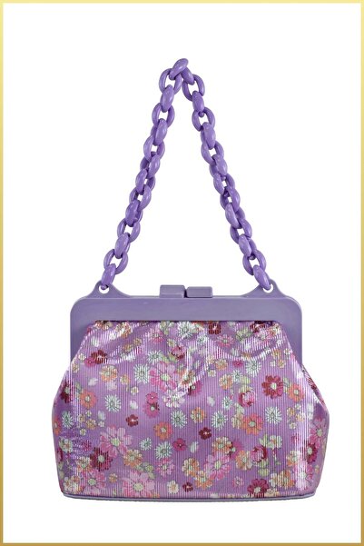 birizmoda Chin Women's Patterned Scholarship Hand and Shoulder Bag - Lilac