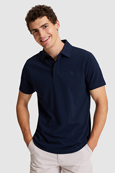U.S. Polo Assn. Erkek Lacivert Slim Fit Polo Yaka Basic Tişört 50327003-VR033