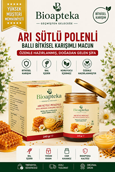 Bioapteka Arı Sütlü Polenli Ballı Bitkisel Karışımlı Macun 240 Gr