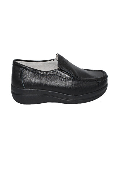 OEM Pantofi damă negri din piele naturală cu talpă ortopedică